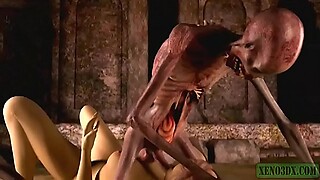 Graveyard's Horny Guardian. Monster porn horrors 3D
