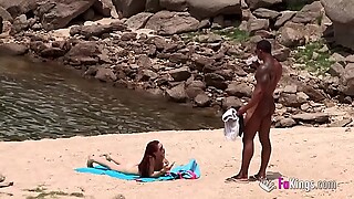 The massive cocked black dude picking up on the nudist beach. So easy, when you're armed with such a blunderbuss.