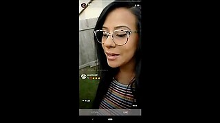 Husband surpirses IG influencer wife while she's live. Cums on her face.