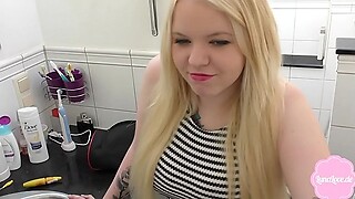 Cute teen gets fucked hard in her mums bathroom